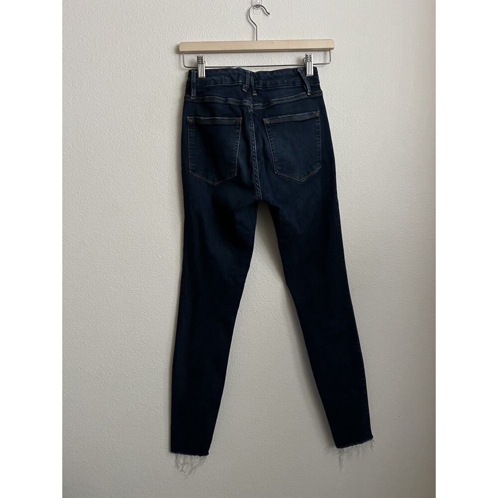 Good American Good Legs Blue Denim Jean Skinny Frayed Hem Size 26 - Picture 4 of 10